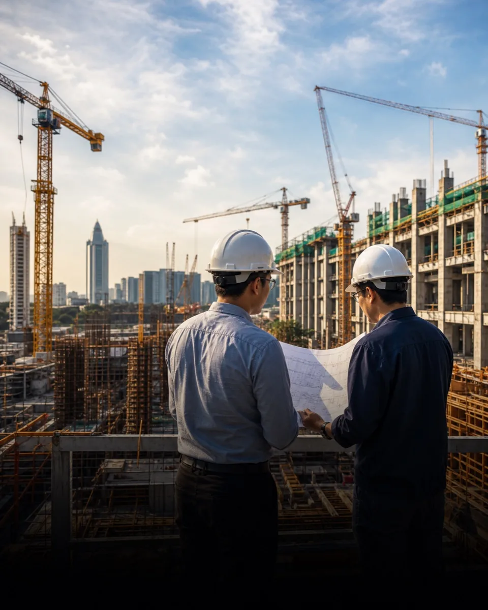 Engineers at a construction site